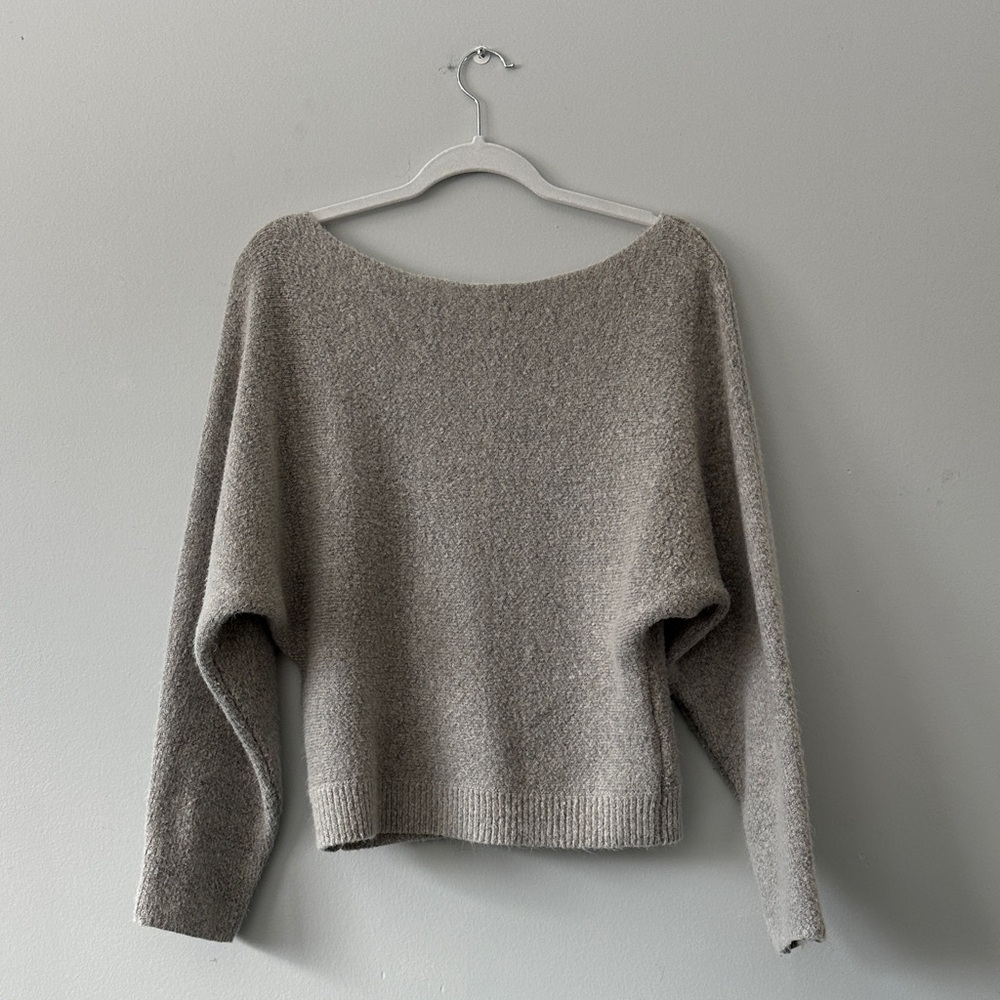 Women's Light Gray off the shoulder Sweater